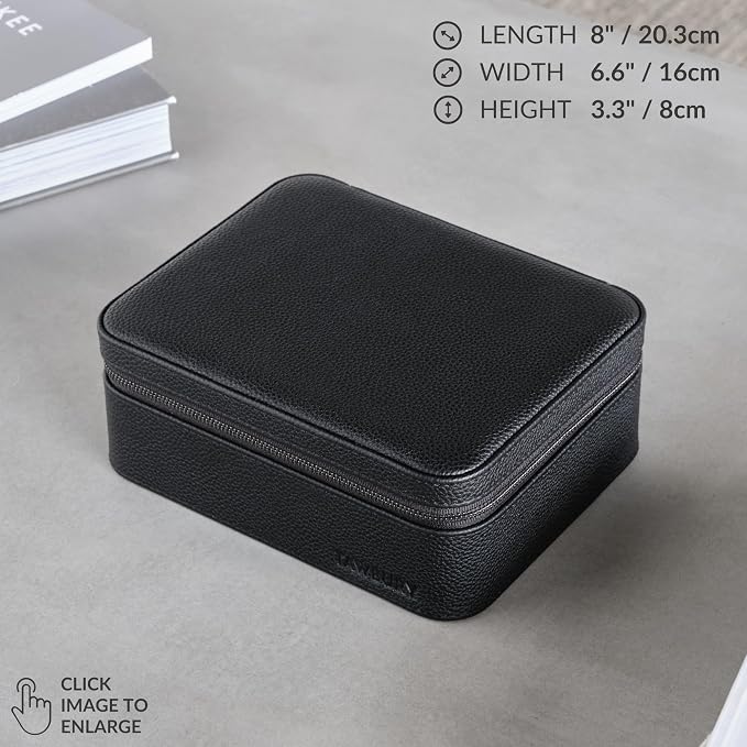 TAWBURY 3 Slot Watch Case Plus Storage – Luxury Leather Watch Travel Case - Image 3