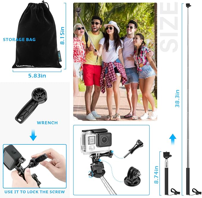 Luxebell Accessories Kit for AKASO EK5000 EK7000 4K WiFi Action Camera GoPro - Image 6
