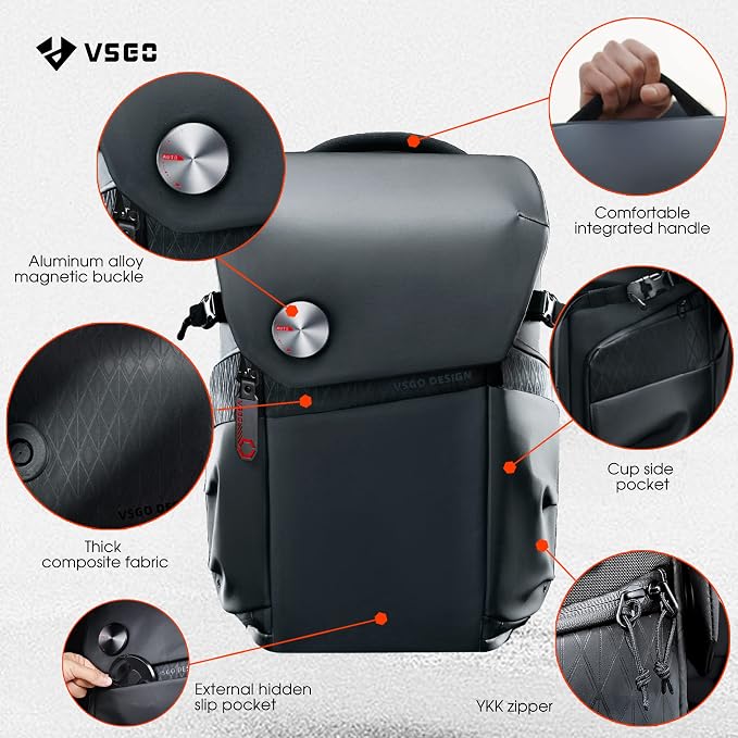VSGO Black Snipe Camera Backpack 16L – Lightweight 1.1kg Professional DSLR/SLR - Image 3