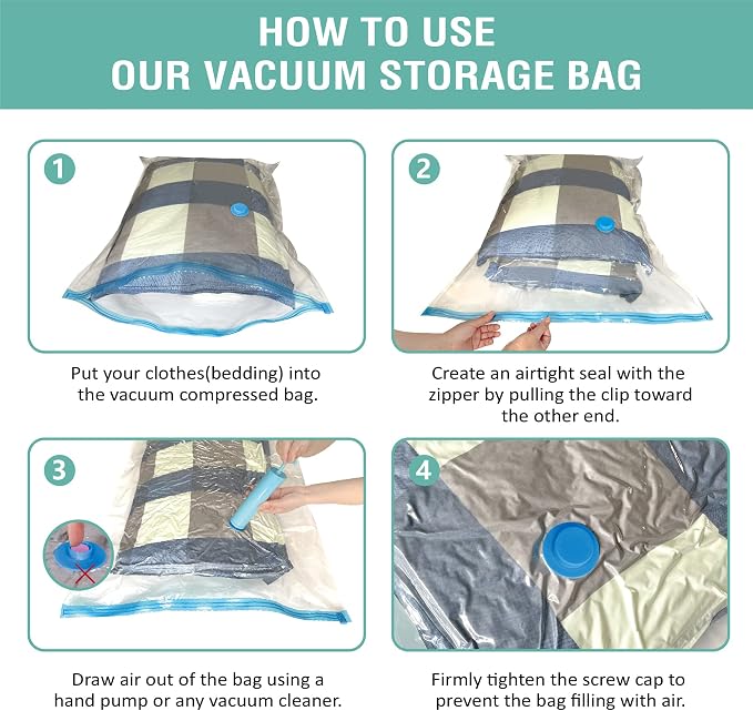 6 Pack Vacuum Storage Bags, Space Saver Bags Compression Storage Bags - Image 6