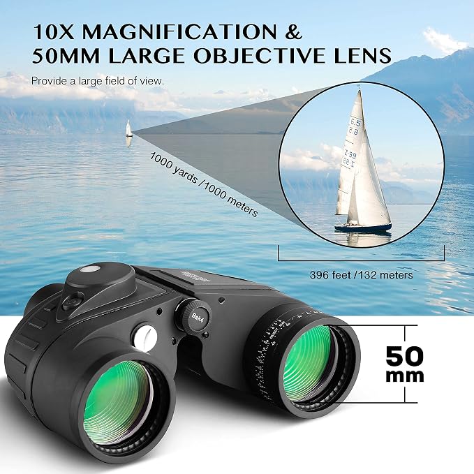 Aomekie 10x50 Binoculars for Adults Marine Military Binoculars Waterproof - Image 2