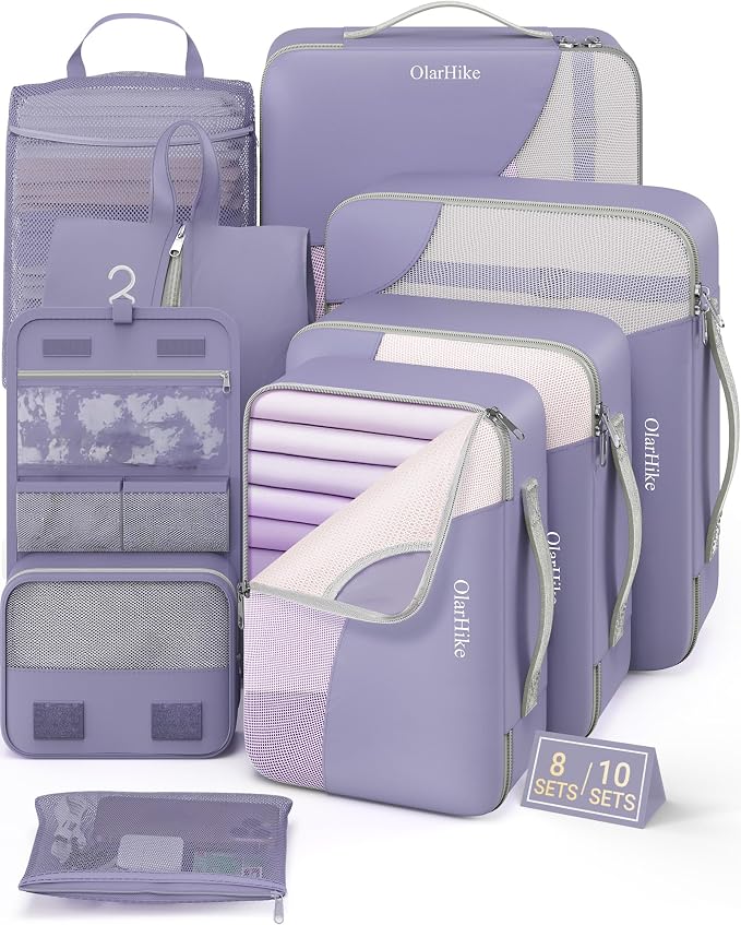 8 Set Packing Cubes for Travel, Gifts for Women Mom, Anti-Tearing Suitcase by OlarHike