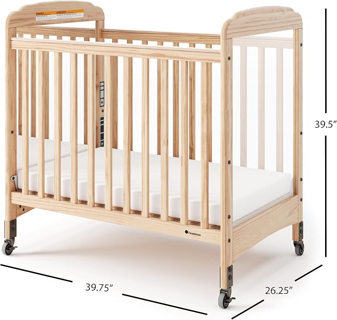 Foundations Serenity Compact Daycare Crib, Fixed Side, Features Mirrorview End - Image 2