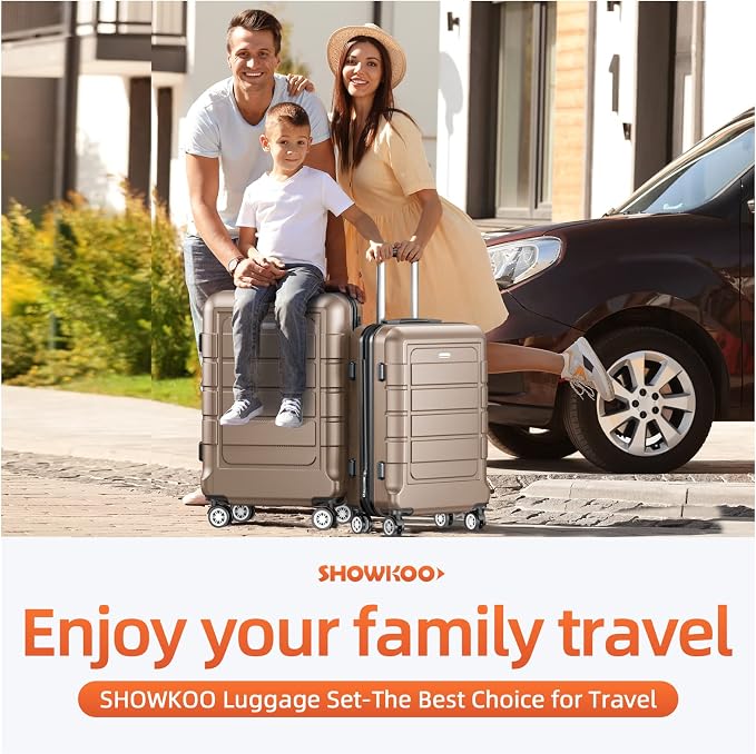 SHOWKOO Luggage Sets Expandable PC+ABS Durable Suitcase Double Wheels TSA Lock - Image 2