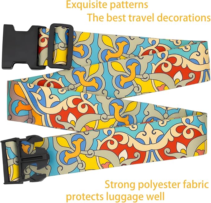 Totem Flowers Luggage Straps for Suitcases, Adjustable Luggage Travel Belt to - Image 4