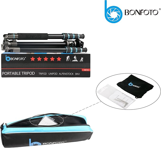 BONFOTO Portable Aluminum Alloy B674A Lightweight Camera Travel Tripod Monopod - Image 9
