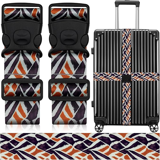 2 Pack Luggage Straps for Suitcases, Adjustable Travel Belt by ZHOMA