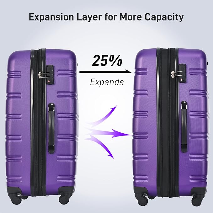 Merax Luggage sets of 13 Piece 16 20 20 28 IN Carry on Luggage Hard Case Purple - Image 2