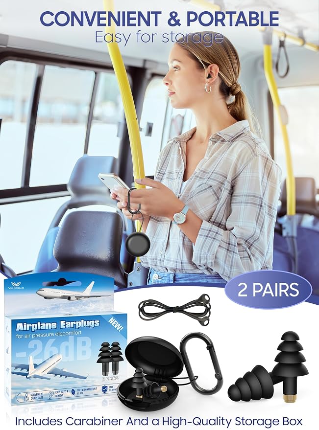 Ear Plugs for Airplane Pressure Relief, 2 Pairs Adults Soft Silicone Reusable - Image 6