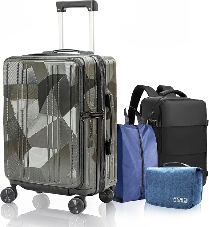 20 inch Carry On Luggage Expandable Top Opening/Clamshell Opening, TSA Approved by Lanuitjoy