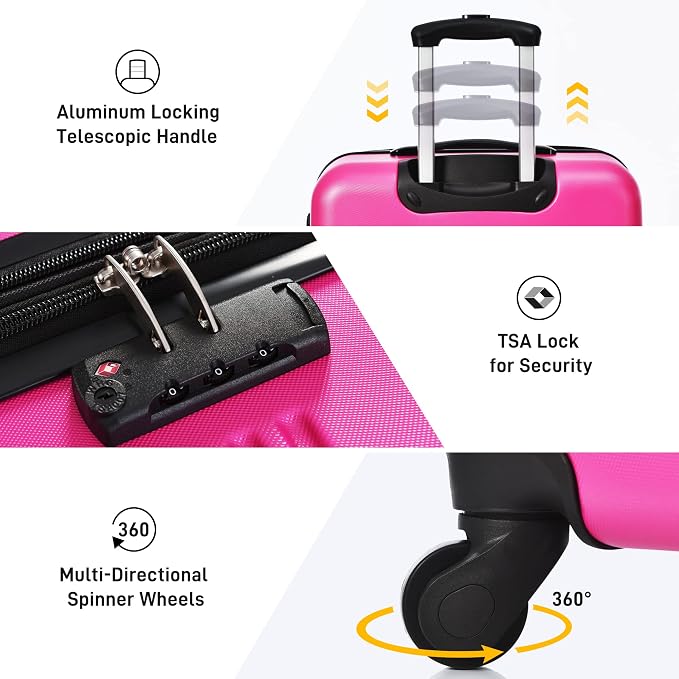 Merax Luggage Sets of 3 Piece Carry on Suitcase Airline Approved, Hard Case - Image 5