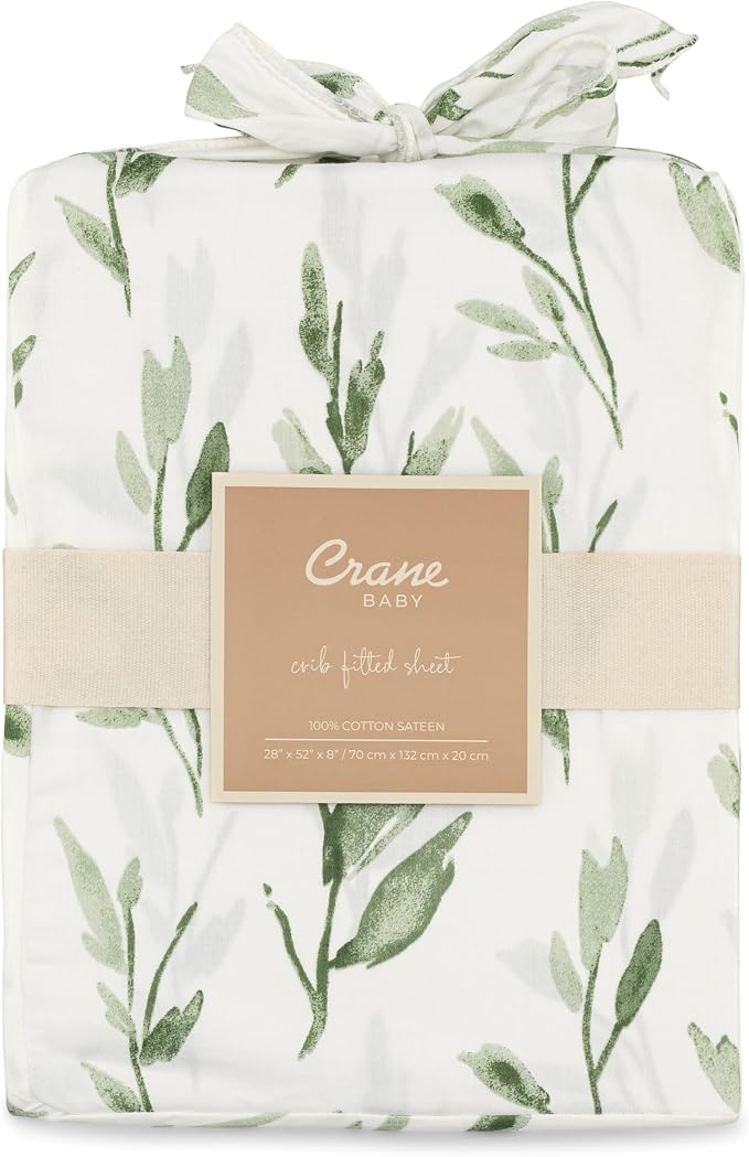 Crane Baby 100% Cotton Sateen Crib Sheet, Fitted - Image 5