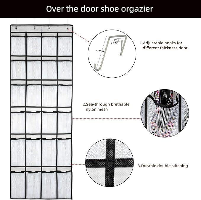 Hanging Shoe Organizer, Over The Door Shoe Organizer - Image 3