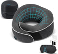 Travel Neck Pillow 100% Memory Foam – Airplane & Car Travel Essentials Kit by Proglobe