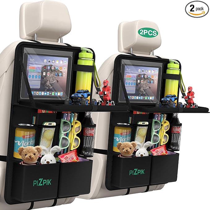 Car Backseat Organizer with Tablet Holder, 11 Storage Pockets with Foldable by Plzpik