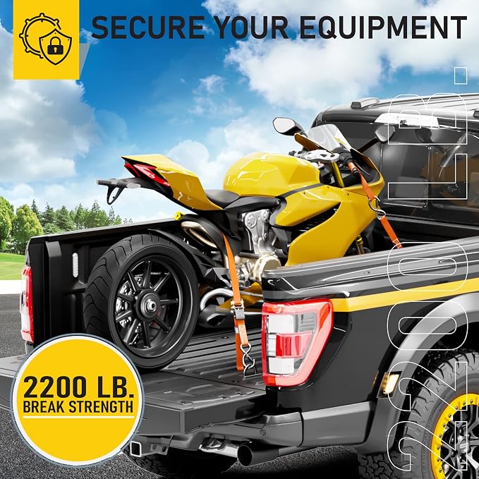 AUGO Ratchet Straps Heavy Duty 4 Pack -15 FT - 2200 LB Break Strength – - Cargo - Image 6