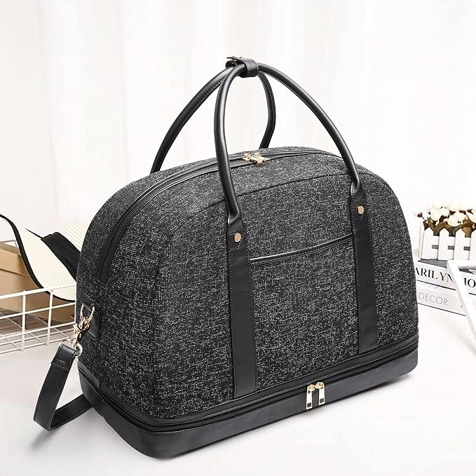 Weekender Bag for Women Canvas Overnight Bag Large Travel Tote Bag Carry on - Image 8