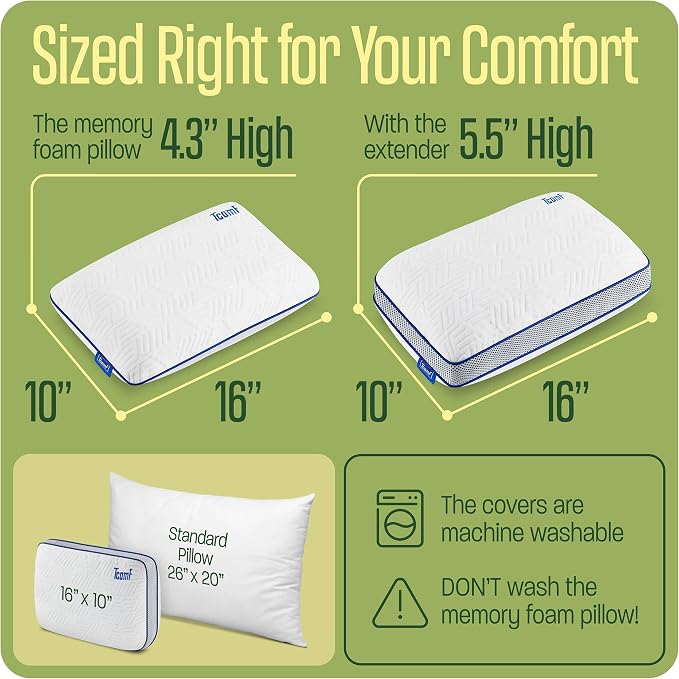 Camping Pillow: Dual Cover, Memory Foam Travel Pillow, Medium Firm Camp Pillow - Image 5