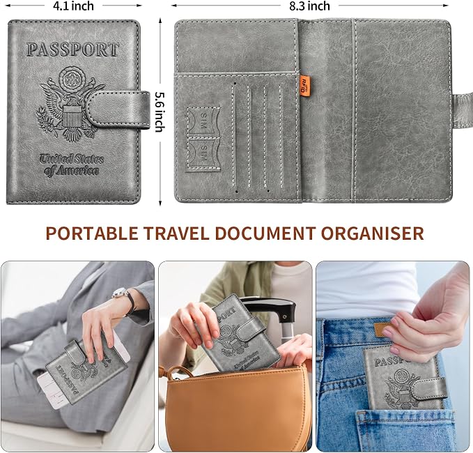 Herain Passport Holder for Travel Cruise Essentials, RFID Passports Book Card - Image 3
