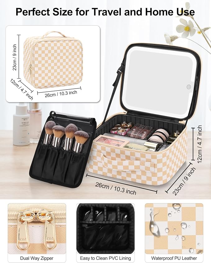 Chomeiu Makeup Bag with LED Mirror, Travel Makeup Case - Image 2