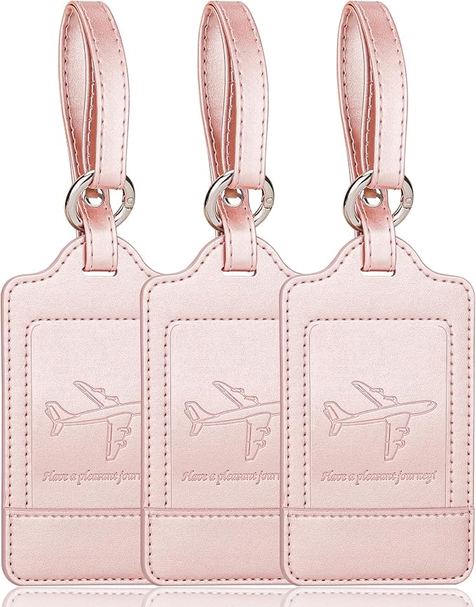 Teskyer Luggage Tags, 3 Pack Premium PU Leather Luggage Tags by TESKYER