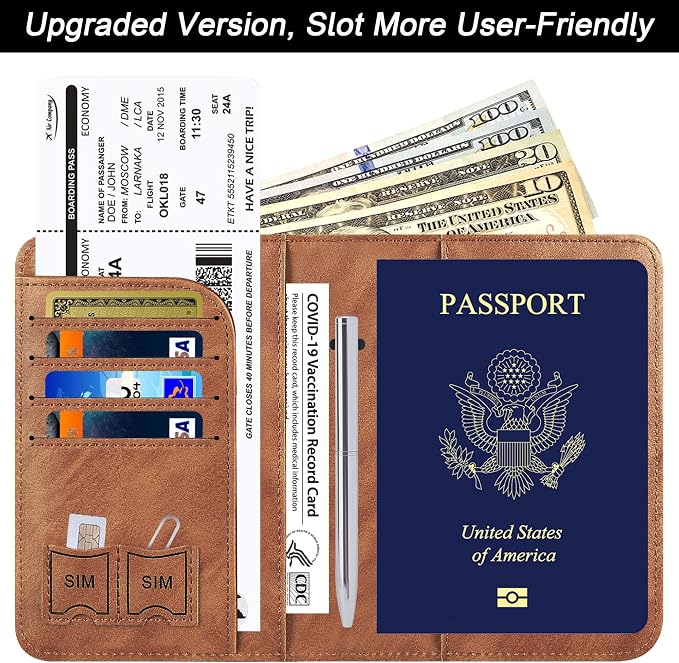 Passport Holder Cover Wallet Travel Essentials Leather Rfid Blocking Case - Image 2