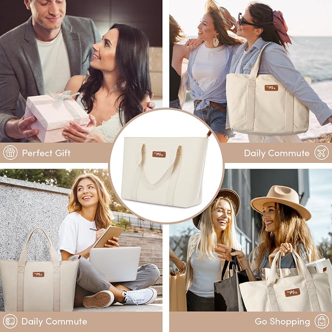 AW BRIDAL Monogram Canvas Tote Bag - Image 6