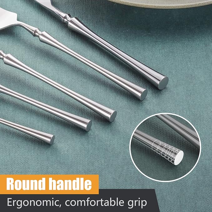 20-Piece Silverware Set for 4, Modern 18/10 Stainless Steel Flatware Set - Image 5