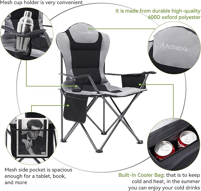 Camping Chairs for Heavy People, Folding Chairs for Outside Outdoor Folding - Image 4