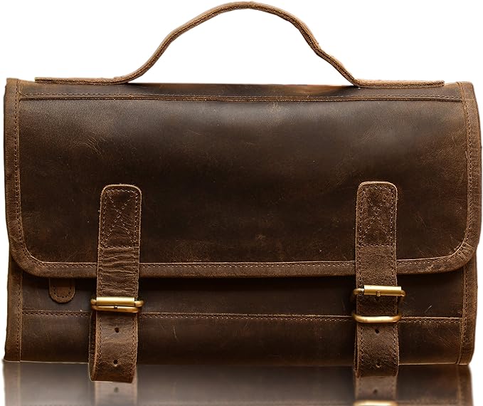 KomalC Premium Buffalo Leather Hanging Toiletry Bag Travel Dopp Kit - Image 2