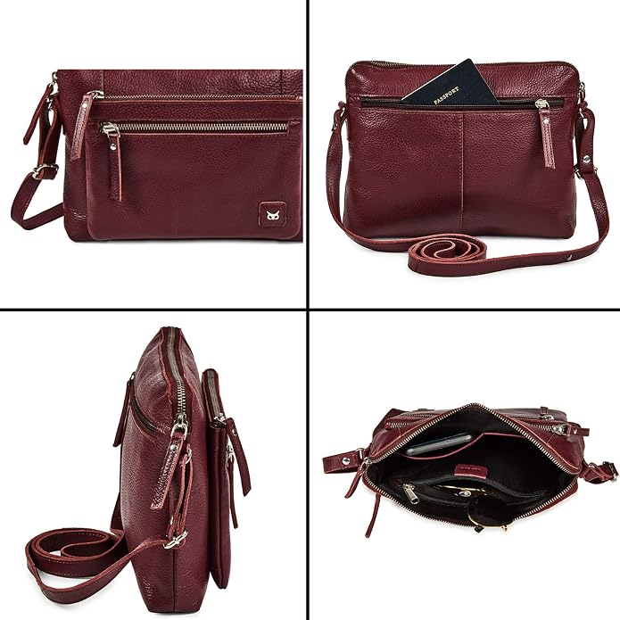 Wise Owl Accessories Small Soft Pebbled Real Leather Crossbody Handbags Purses - Image 6