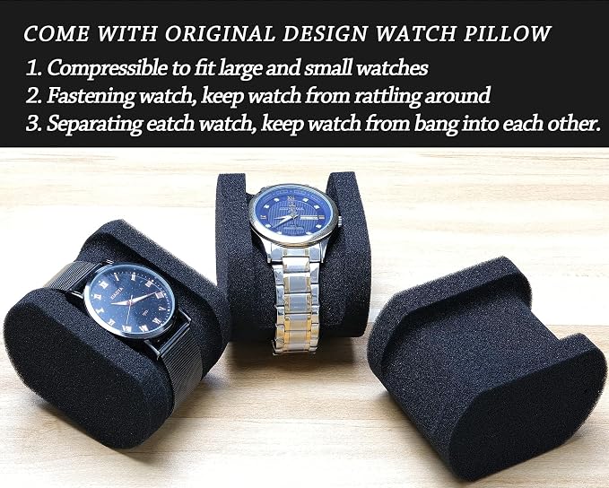 Hard Compact Watch Roll travel case, 2 Slots Portable holder and Organizer - Image 4