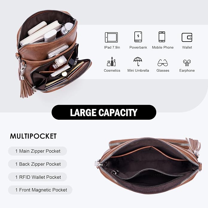 Crossbody Purse for Women, Lightweight Medium Crossbody Bag Soft Leather - Image 5