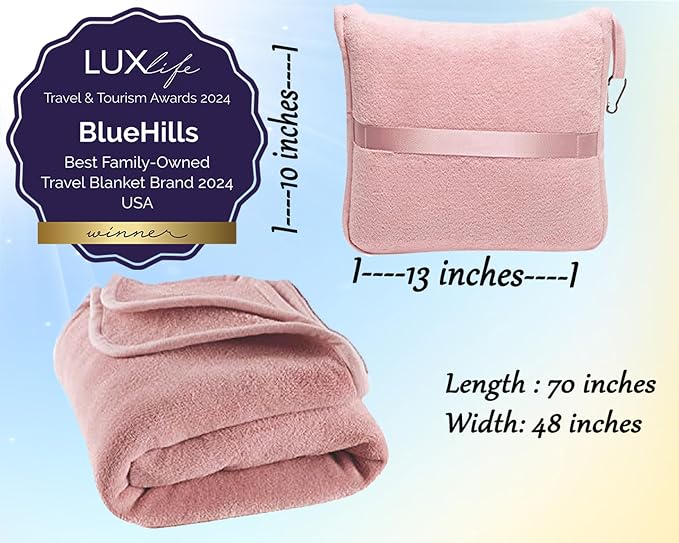 BlueHills Premium Soft Long Travel Blanket Pillow - Image 3