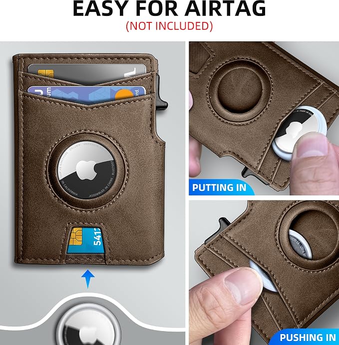 Airtag Wallet for Men, with Money Clip 10 Cards Metal Case Smart Slim Pop Up - Image 4