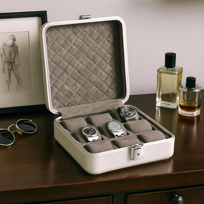 Bey-Berk Prague Aluminum Watch Case in Silver – 9-Slot Locking Travel Box - Image 4