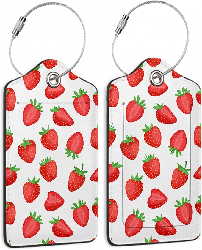 2 Pcs Strawberry Fruit Strawberries Luggage Tags, Cruise Luggage Tag by Yashilaiya