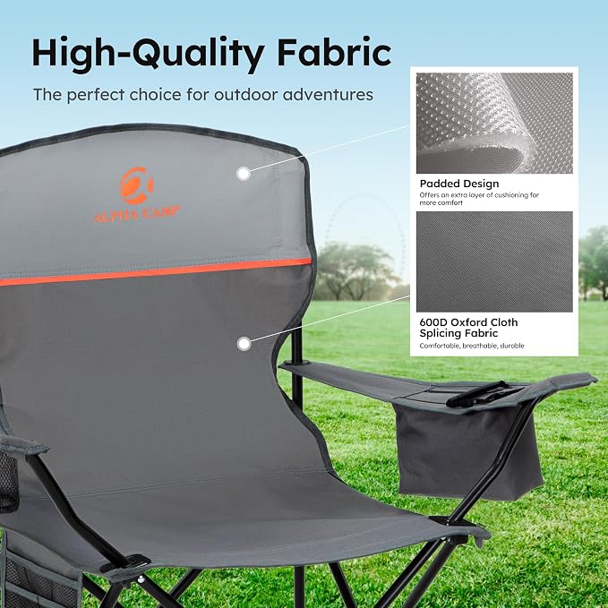ALPHA CAMP Camping Chair 2 Pack Portable Chair - Image 4