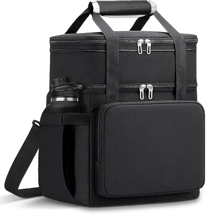 Lunch Box for Men Women, Large Expandable Insulated Lunch Bag, Double Deck by LRCXL
