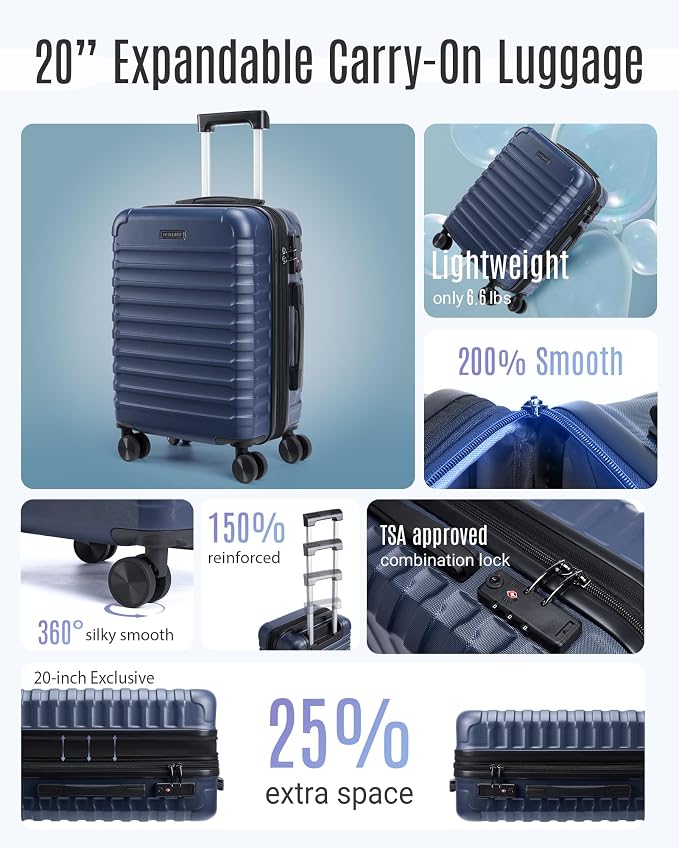 LIGHT FLIGHT Carry On Luggage 22x14x9 Airline Approved, Carry On Suitcases - Image 2