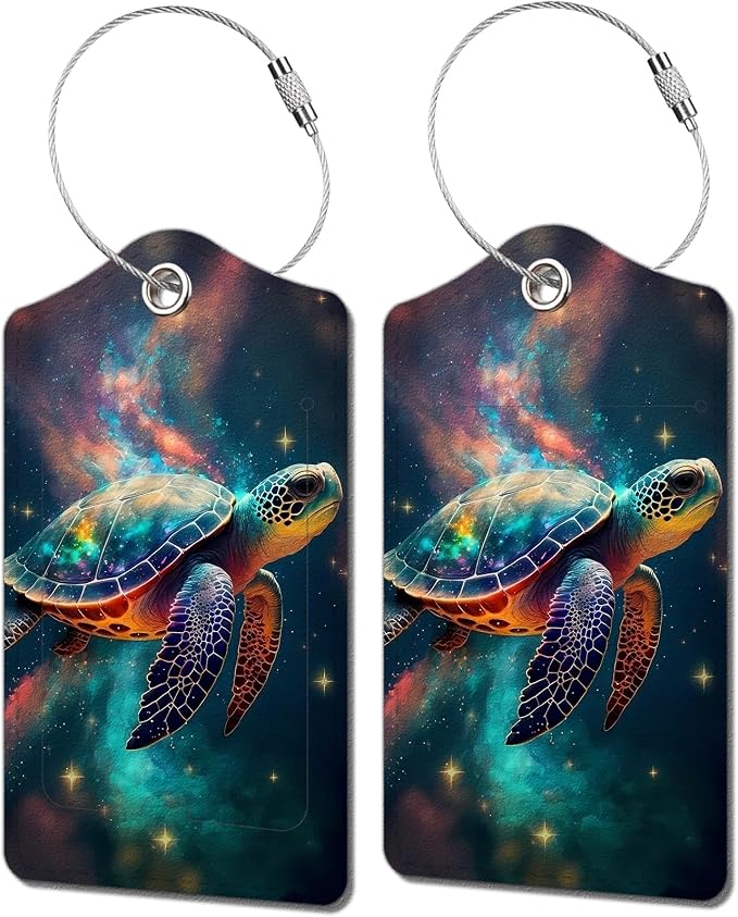 2 Pack Luggage Tag for Suitcase, Cute Unique Leather Bag Tags Identifiers by BestEioyo