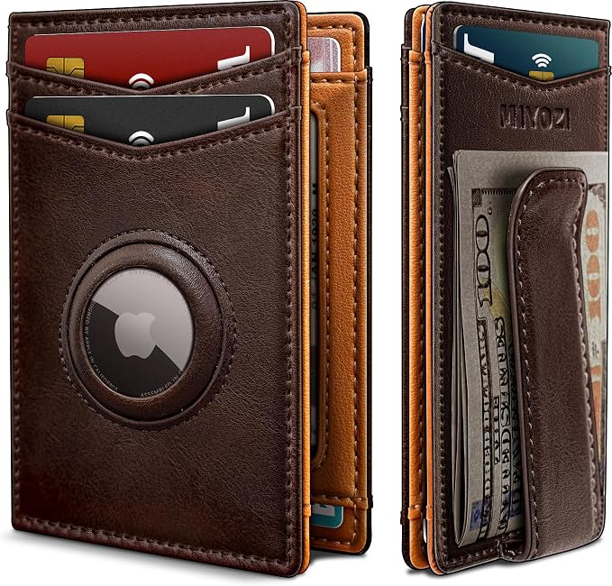 Airtag Wallet for Men- with Money Clip Gift Boxed, Magnetic Closure Slim by Miyozi