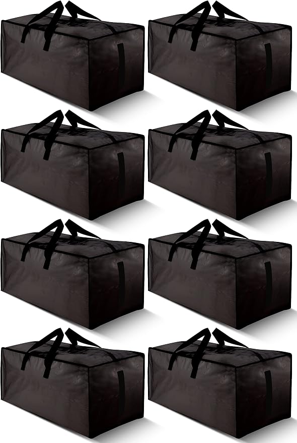 8 Pack Large Strong Bags with Zippers & Carrying Handles by HOMESURE
