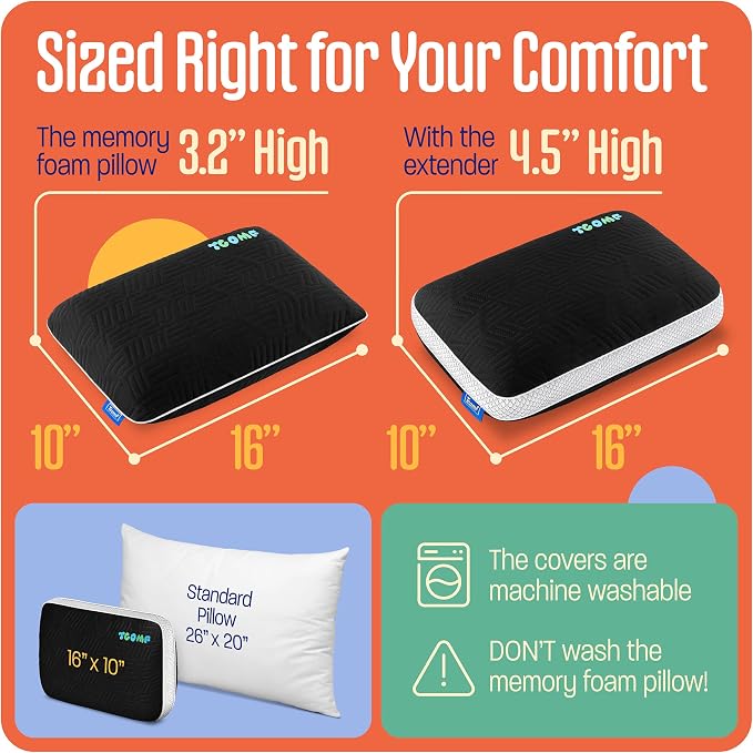 Kids Camping Pillow: Dual-Cover Memory Foam Small Pillow; Medium-Firm Camp - Image 5