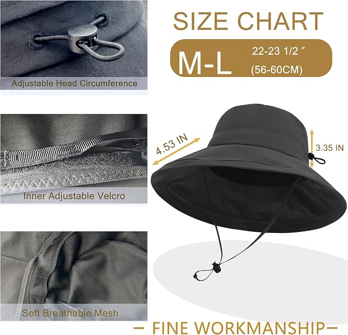 Sun Hats for Women Men UV Protection Wide Brim Bucket Hat - Image 5