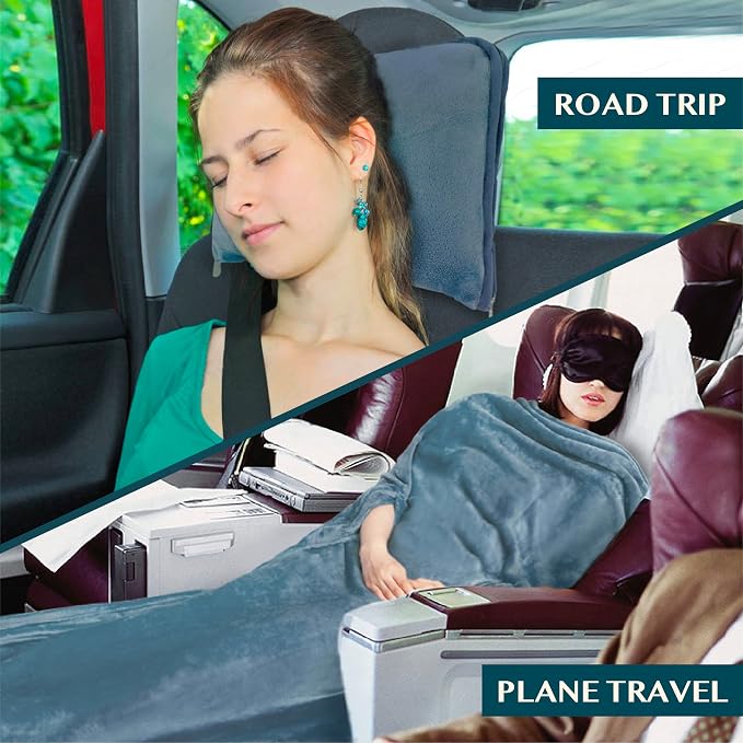 PAVILIA Travel Blanket and Pillow, Arms Opening Airplane Blankets - Image 6