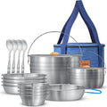 WEALERS Camping Cookware & Dinnerware Set- 17 Pieces Stainless Steel Pots and by Wealers