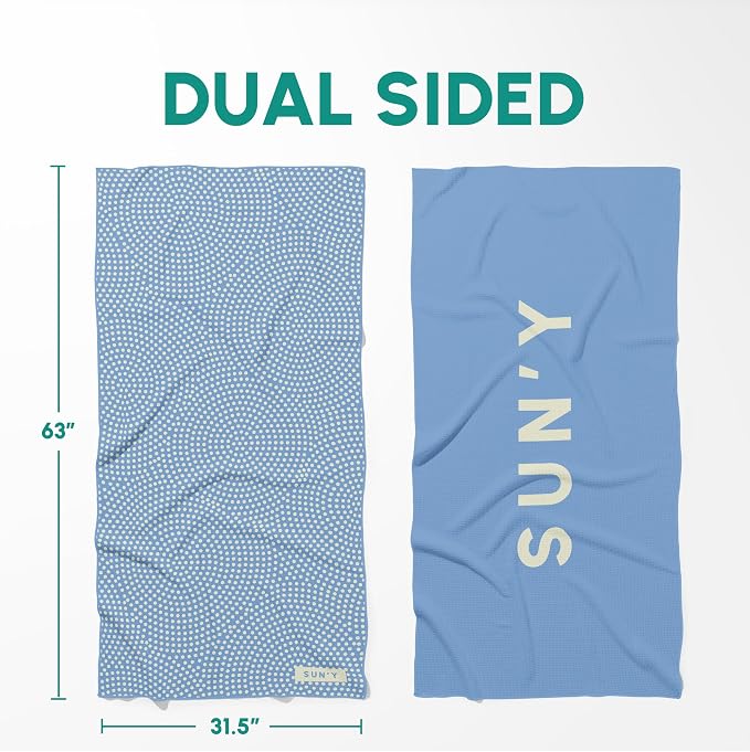 SUN'Y Waffle Microfiber Beach Towel – Sand Free, Quick Dry, Ultra Absorbent - Image 6