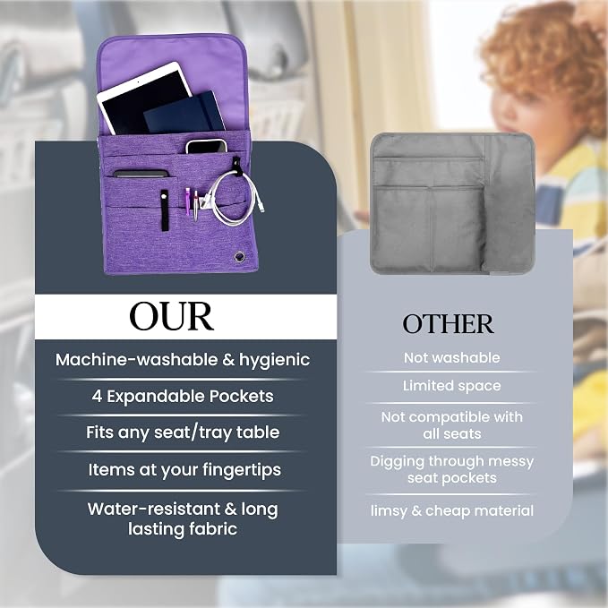 SO~MINE Airplane Pocket Organizer | Tray Table Cover | In Flight Seat Back - Image 6