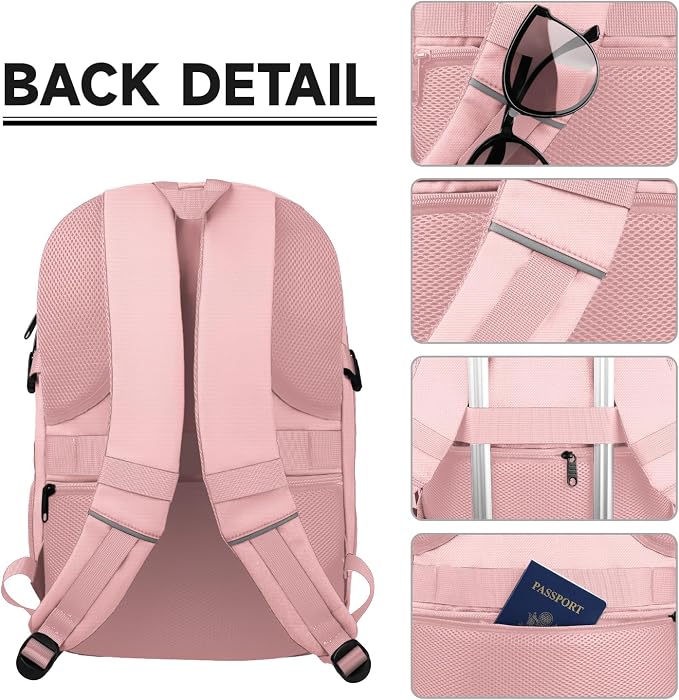 Lapsouno Large Backpack for Women, TSA 17.3 Inch Travel Laptop Backpack - Image 4